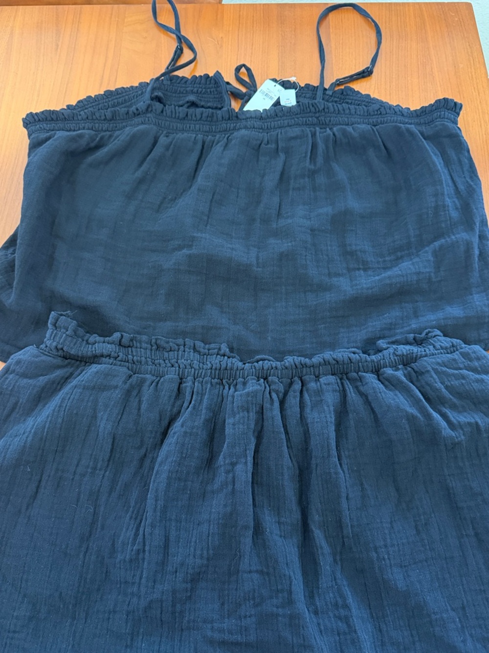 NWOT 2X Old Navy Black Smocked Linen Two-Piece Set - Tank & Skort